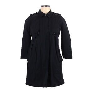 Paul & Joe Sister Trench Flannel Lined 3/4 Sleeve Black Coat Size 6 FR 38